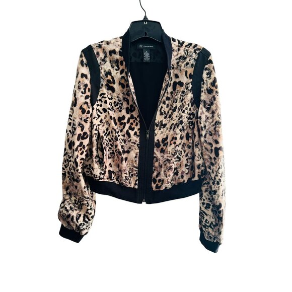 INC Size Medium Leopard Print Bomber Jacket Medium - Picture 5 of 8